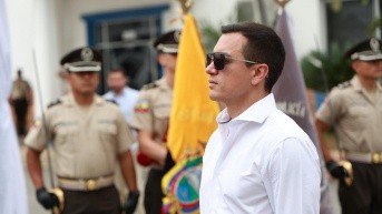 Daniel Noboa durante un evento con productores agropecuarios en Los Ríos. (Flickr Presidencia)