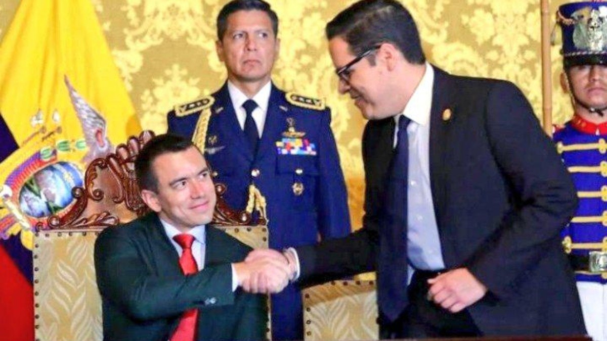 Imagen de archivo de Daniel Noboa y José Julio Neira en Carondelet. (Presidencia)