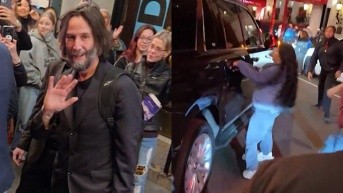 Keanu Reeves a la salida del teatro. (RRSS)