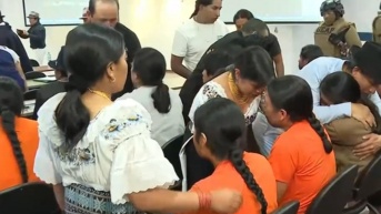 Detenidos durante en paro nacional en Otavalo. (Foto: Televistazo)
