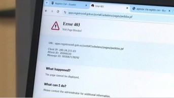Imagen de los errores en el portal del Registro Civil (Televistazo)