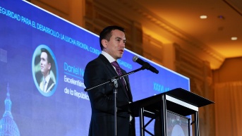 El presidente de la República, Daniel Noboa Azin, participó este martes 4 de noviembre en la XXXVI Asamblea Plenaria del Consejo Empresarial de América Latina. (Presidencia de la República.)