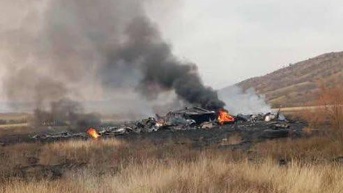 Los restos del avión militar, Hércules C-130, en Georgia. (Redes sociales)