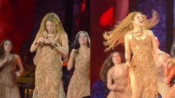 Shakira tuvo un pequeño percance antes de interpretar La Tortura a mitad de su concierto en Quito. (Captura de Pantalla)