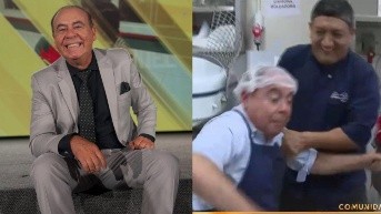 Santiago Naranjo se cae en plena transmisión para En Contacto. (Ecuavisa)