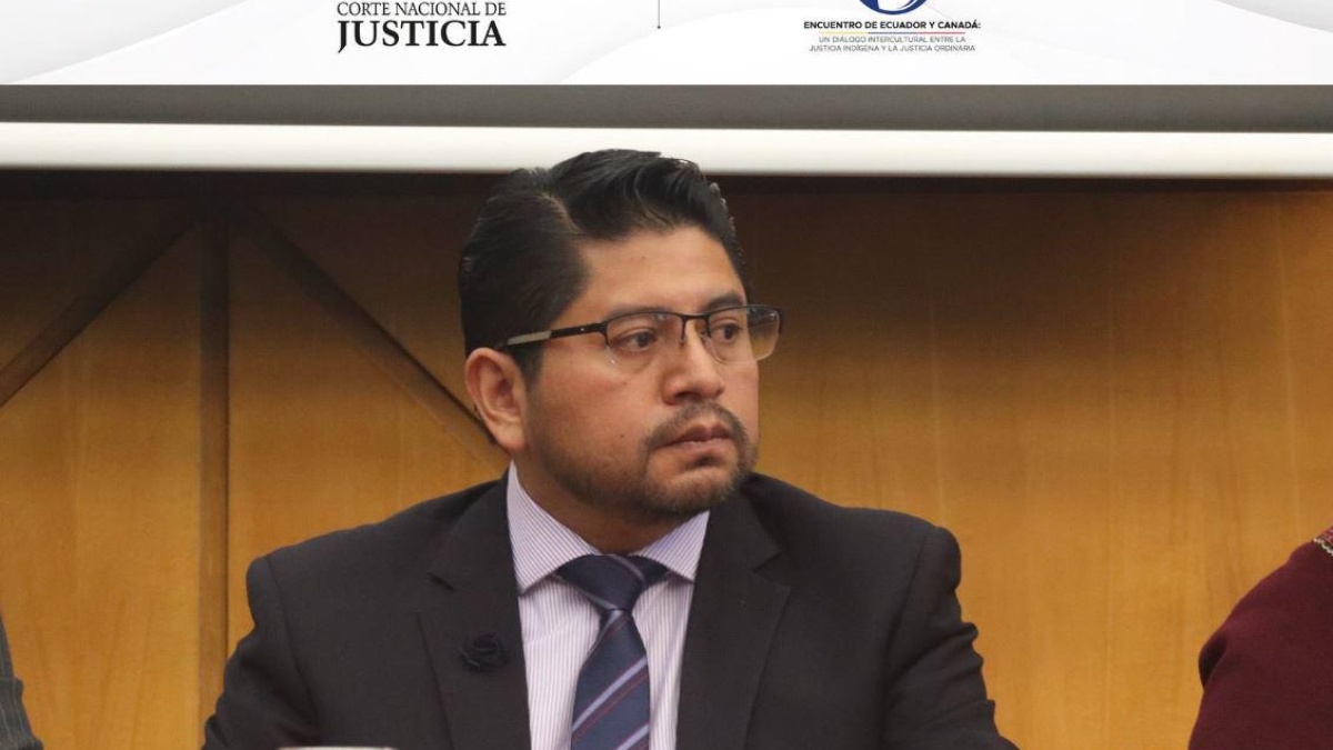 David Jacho durante un evento denominado Interculturalidad y justicia penal. (Corte Nacional de Justicia)
