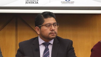 David Jacho durante un evento denominado Interculturalidad y justicia penal. (Corte Nacional de Justicia)