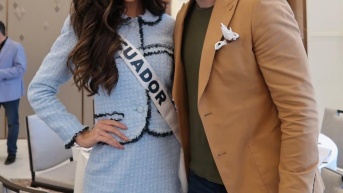 Danilo Carrera tuvo un desayuno oficial con Nadia Mejía a días del Miss Universo 2025. (RRSS)