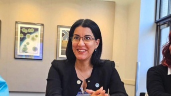 Gilda Alcívar durante un evento académico. (Universidad Ecotec)