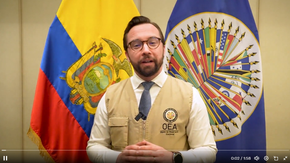 El exvicecanciller uruguayo Nicolás Albertoni en su video con el mensaje para Ecuador. (Captura de pantalla)