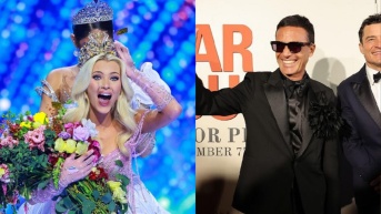 Victoria Kjaer, Miss Universo 2024 (i) y Omar Harfouch, exjurado de MU (d). (RRSS)