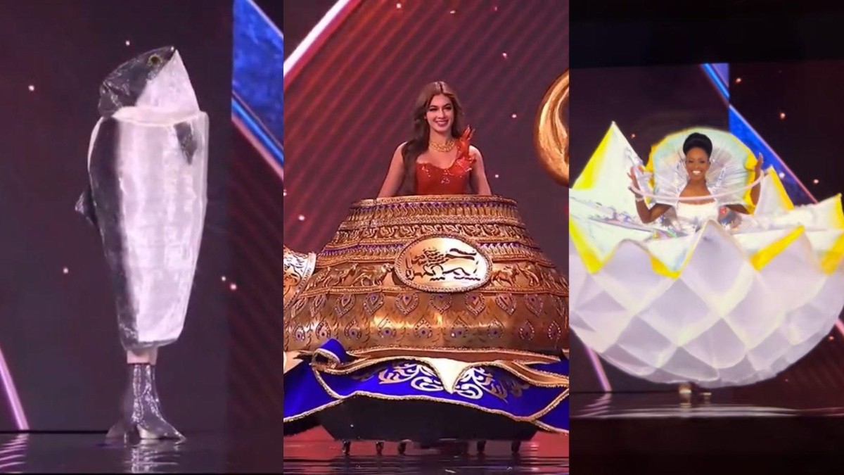 Miss Universo Noruega, Sri Lanka y Ruanda en sus trajes típicos. (Ecuavisa)