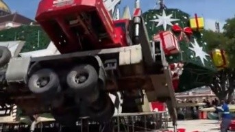 Video del momento exacto en el que la grua cae con el árbol (Captura de pantalla)