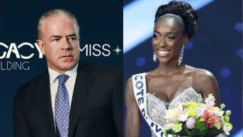 Raúl Rocha, presidente de Miss Universo, y Olivia Yacé, Miss Universo Costa de Marfil. (Ecuavisa)