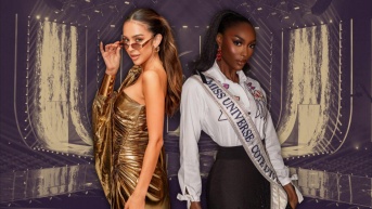 Nadia Mejía y Olivia Yacé, representantes de Ecuador y Costa de Marfil en Miss Universo. (Ecuavisa)