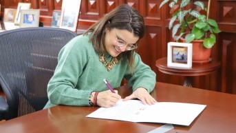 Imagen de María José Pinto, vicepresidenta y ministra de salud encargada. (Televistazo)