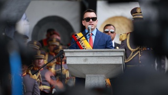 Daniel Noboa en un evento militar en Quito. (Flickr Presidencia)