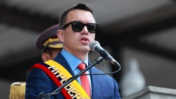 El presidente Daniel Noboa en un evento castrense en Quito. (Flickr Presidencia)