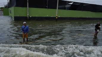 Imagen de febrero de 2024. Un sector de Jujan, en Guayas, inundado. (César Muñoz / API)