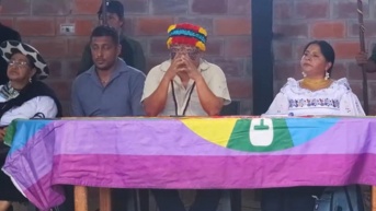 Imagen de Marlon Vargas, durante una reunión de la Conaie. (Televistazo)