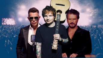 De izquierda a derecha: Alejandro Sanz, Ed Sheeran y Ricardo Arjona. (Ecuavisa)