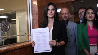 Imagen de Diana Jácome, asambleista de ADN, al presentar un proyecto de ley de reforma al COIP. (Asamblea Nacional)