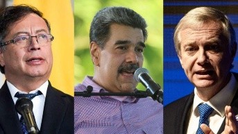 Presidente de Colombia, Gustavo Petro; dictador Nicolas Maduro; y presidente electo de Chile, José Antonio Kast. (Composición de Ecuavisa)