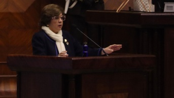 Quito, martes 30 de julio de 2024. Ivonne Núñez en el Pleno de la Asamblea Nacional (API)