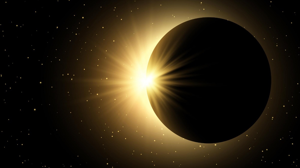 Space sky background with a solar eclipse design