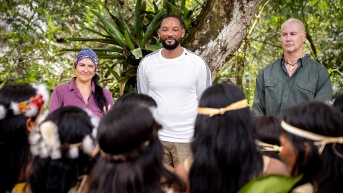 Carla Pérez, Will Smith y Bryan G. Fry en una reserva Waorani. (NatGeo)