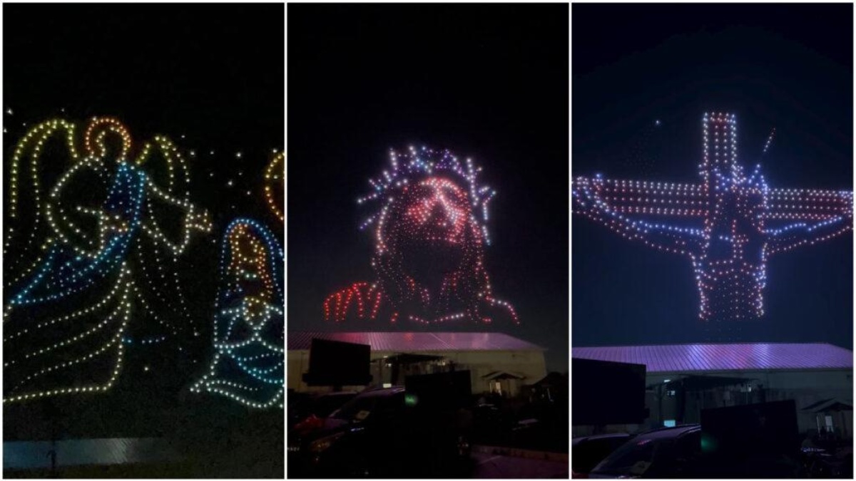 Mil drones narran la historia de la Natividad en evento comunitario de Texas. (WEB)