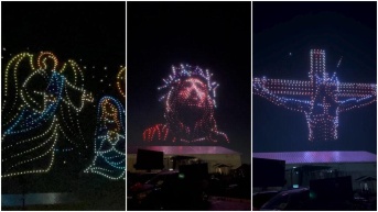 Mil drones narran la historia de la Natividad en evento comunitario de Texas. (WEB)