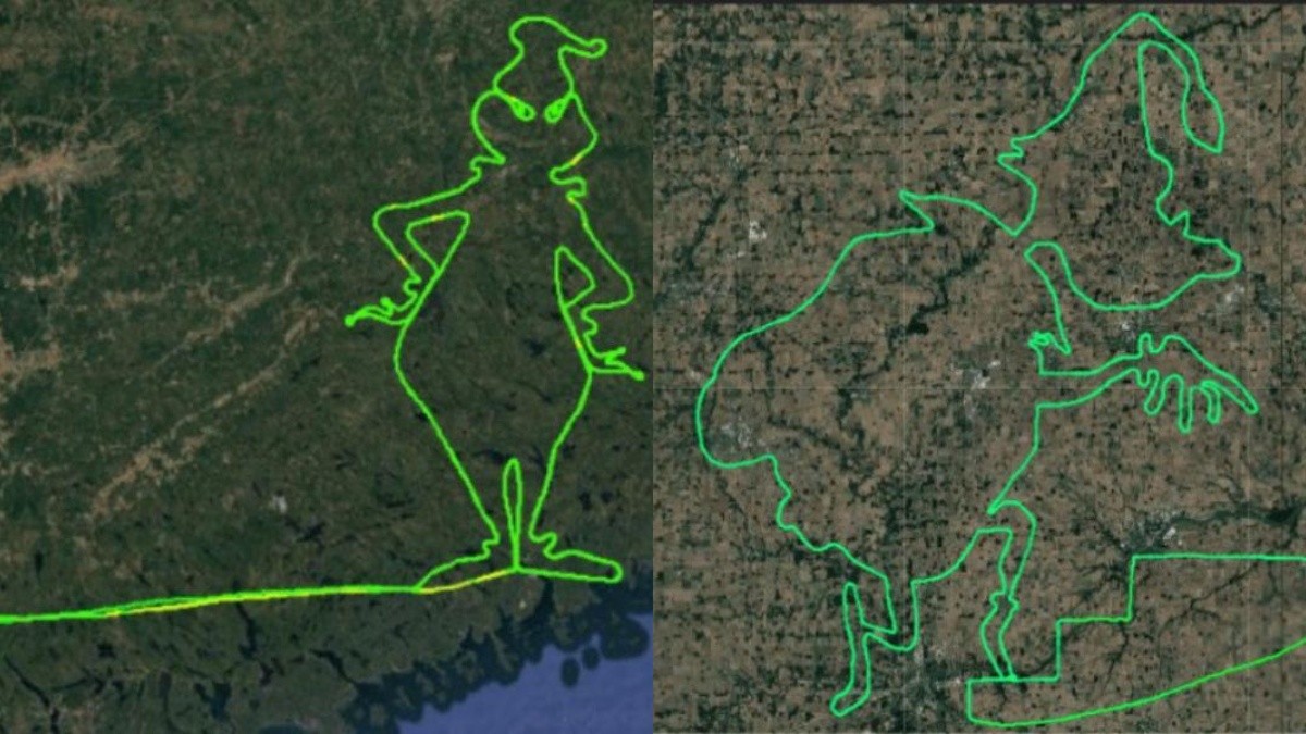 Trazos del Grinch por pilotos de avión. (Flightradar24)