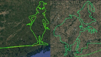 Trazos del Grinch por pilotos de avión. (Flightradar24)