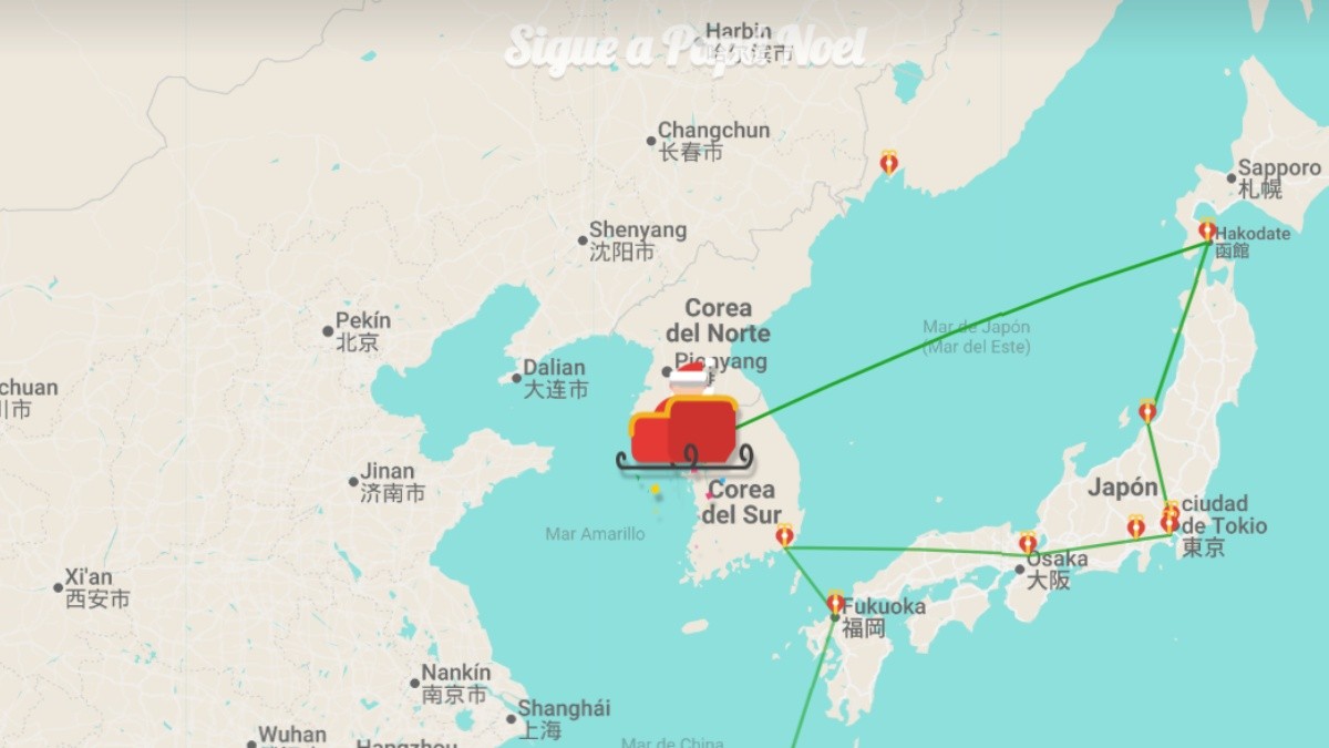 Recorrido de Papá Noel en la plataforma Santa Tracke. (Plataforma Santa Tracker)