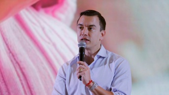 Presidente de la República de Ecuador, Daniel Noboa, en rueda de prensa