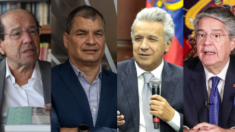Osvaldo Hurtado, Rafael Correa, Lenín Moreno y Guillermo Lasso
