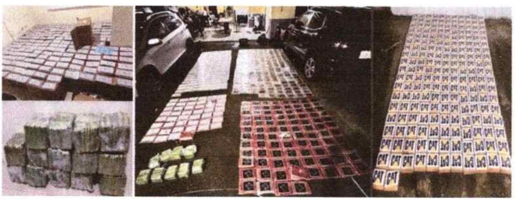 Detalle de los bloques con droga hallados en la vivienda donde se capturó a alias Fede. (Consejo de la Judicatura)