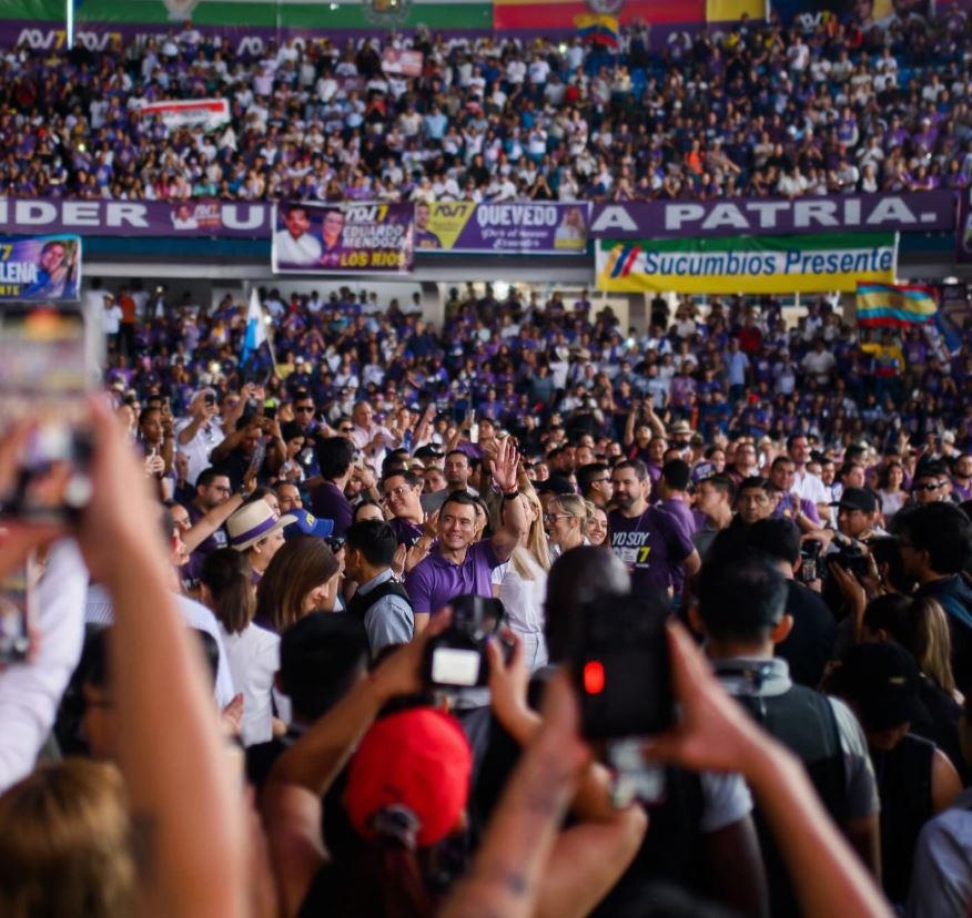 El presidente Daniel Noboa en la convención nacional de ADN. (Redes Sociales)