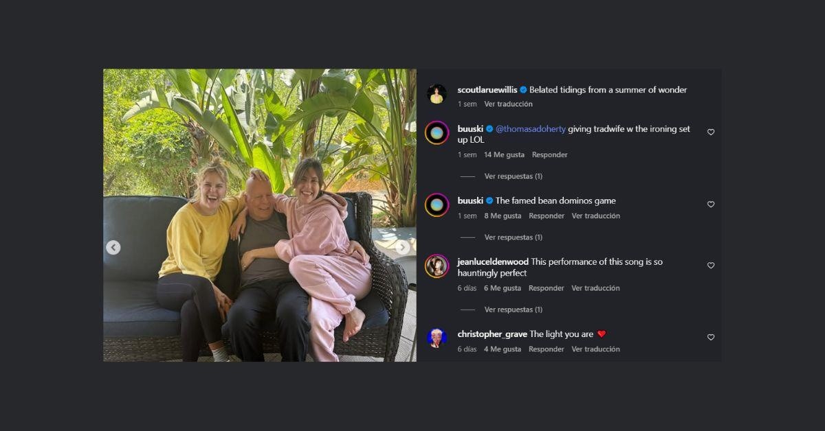 Imagen de la fotografía de Scout Willis con su padre en Instagram.  (Captura de Pantalla)