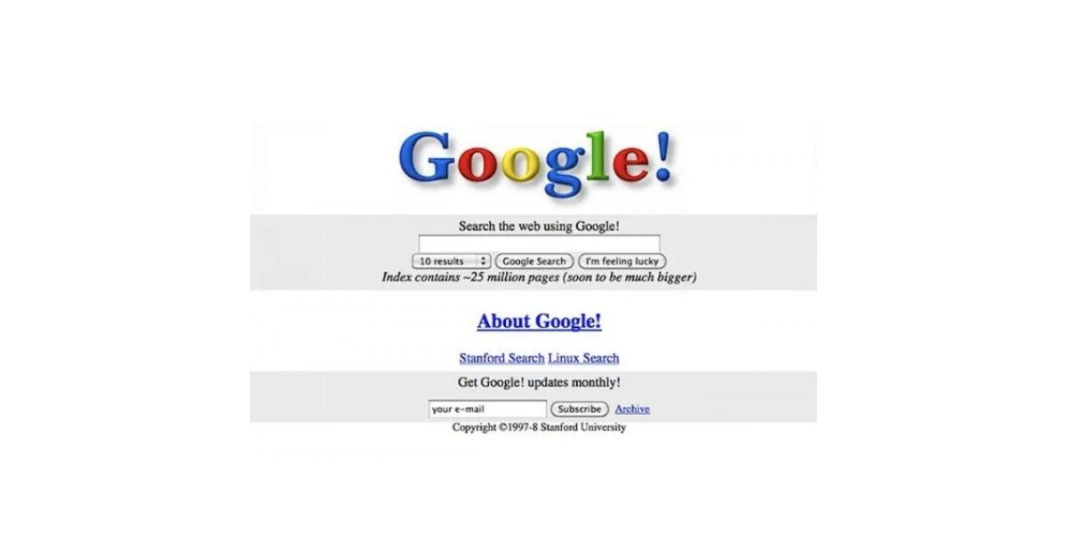 Página principal de Google en sus inicios.  (RRSS)