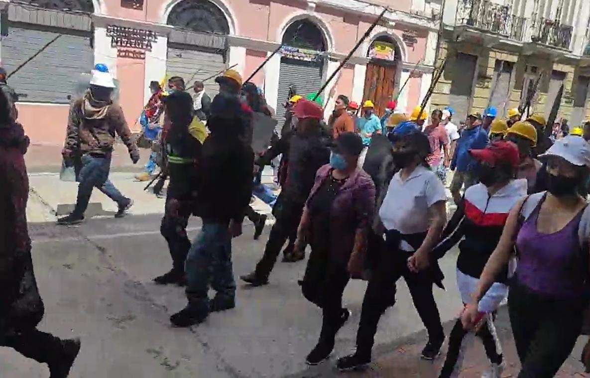 La movilización se concentró en el Centro Histórico (Captura de pantalla de Wambra Radio)