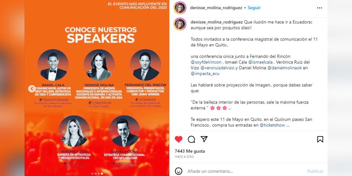 Post de Instagram de Denisse Molina en una imagen de archivo. (REDES SOCIALES)