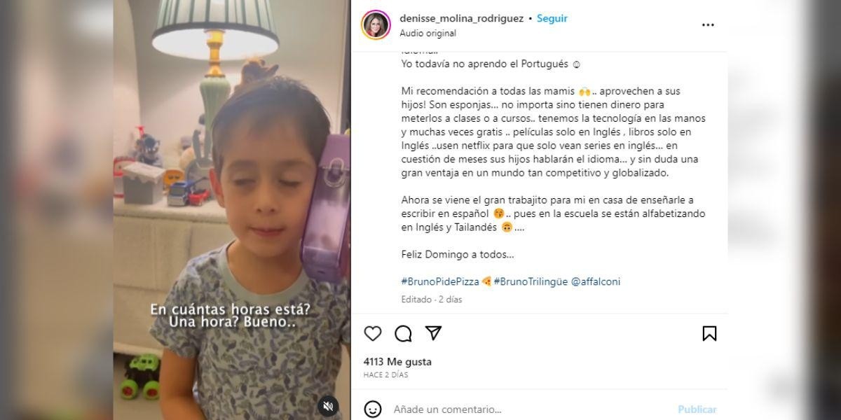 Captura de la publicación de Denisse Molina en Instagram en una imagen de archivo. (REDES SOCIALES)