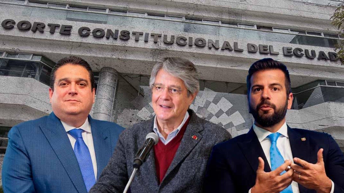 El procurador General del Estado, Juan Carlos Larrea; el presidente Guillermo Lasso; y el ministro de Economía, Pablo Arosemena, están convocados a la audiencia. (Composición: Liz Rivera)