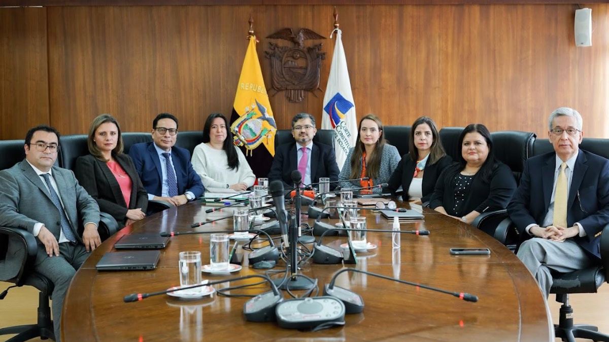 Los jueces participan en la audiencia virtual por el decreto-ley. (Corte Constitucional)