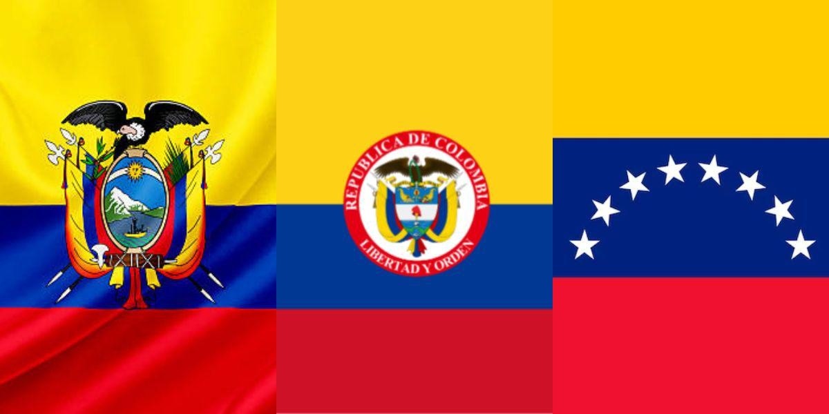 Imagen referencial de la bandera de Ecuador, Colombia y Venezuela. (FREEPIK)