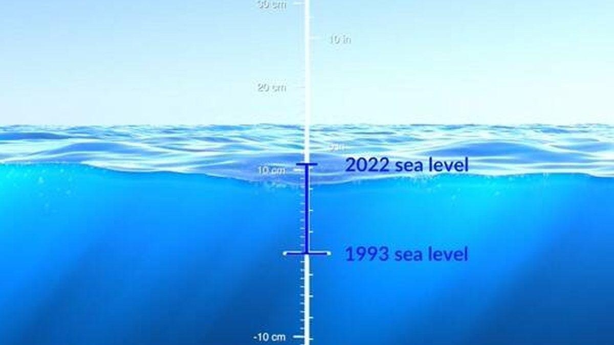 Las imágenes muestran cómo de forma gradual el nivel del mar ha subido. (NASA)
