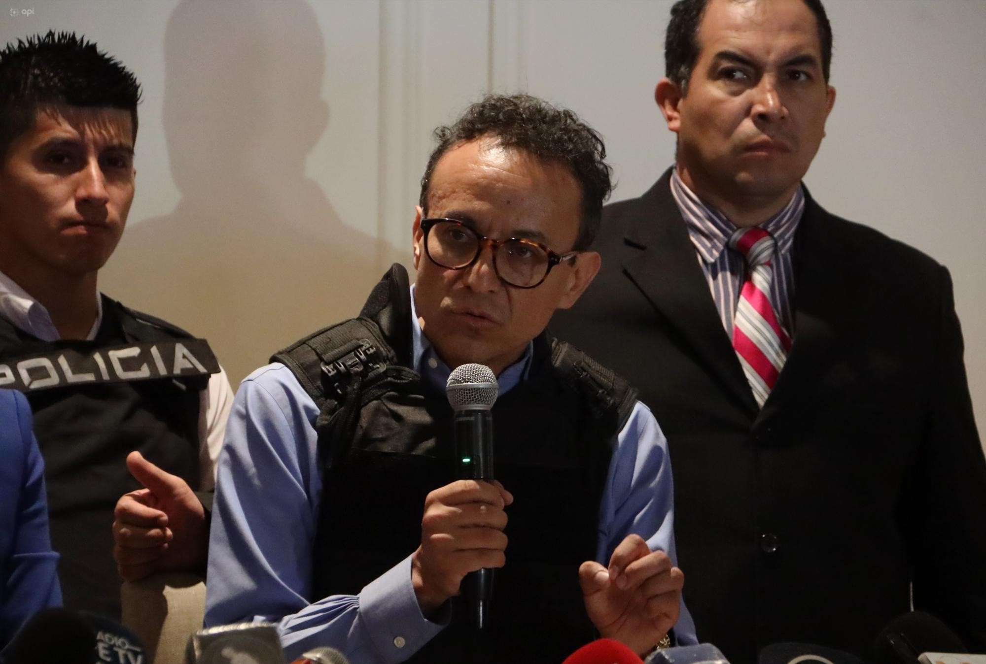 Imagen de Christian Zurita en una rueda de prensa realizada en Guayaquil, el 16 de agosto de 2023. (DD)