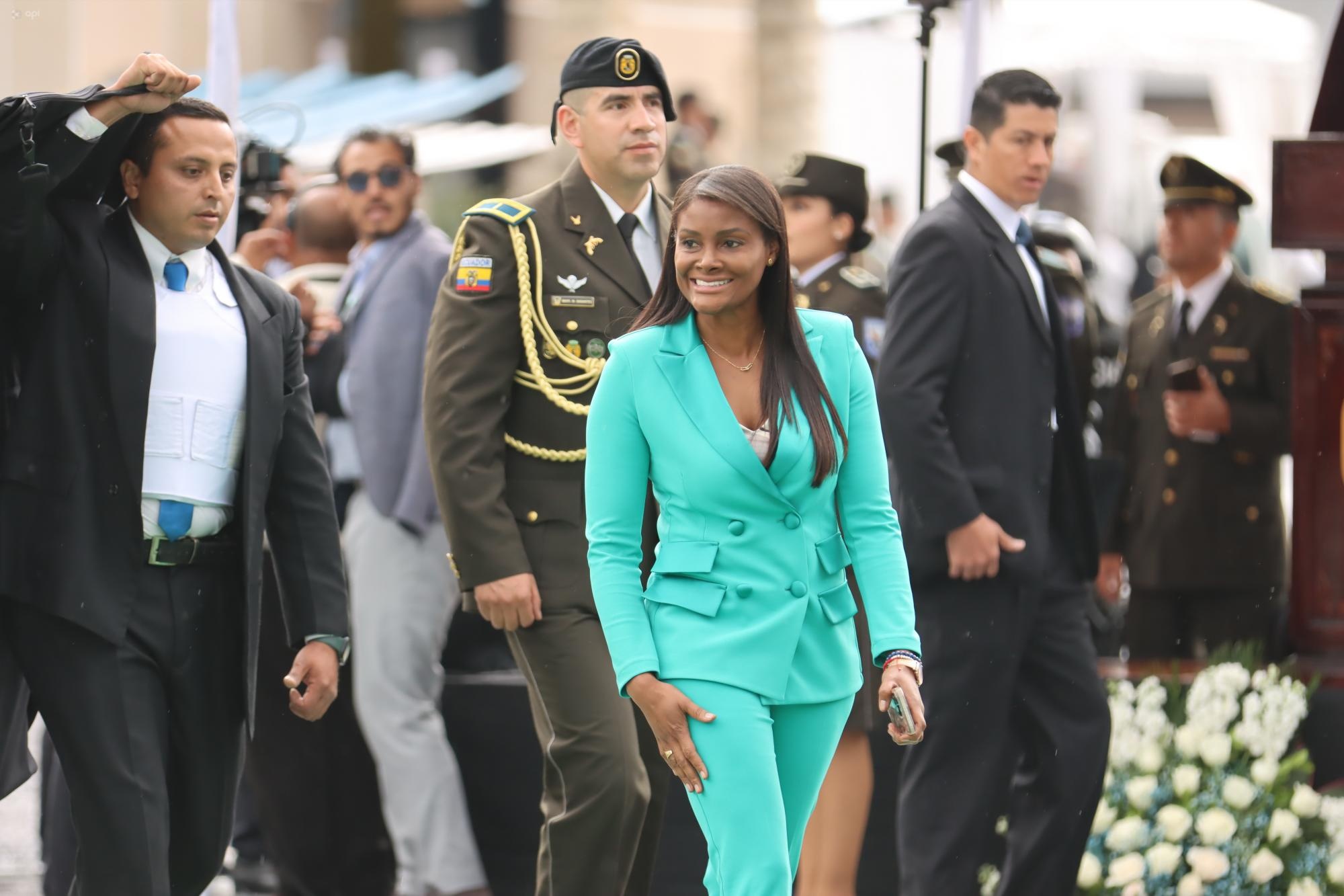 Foto de la fiscal general Diana Salazar, en una foto tomada el 27 de marzo del 2024, durante un evento de aniversario del GOE, en Quito. (Hamilton López/API)